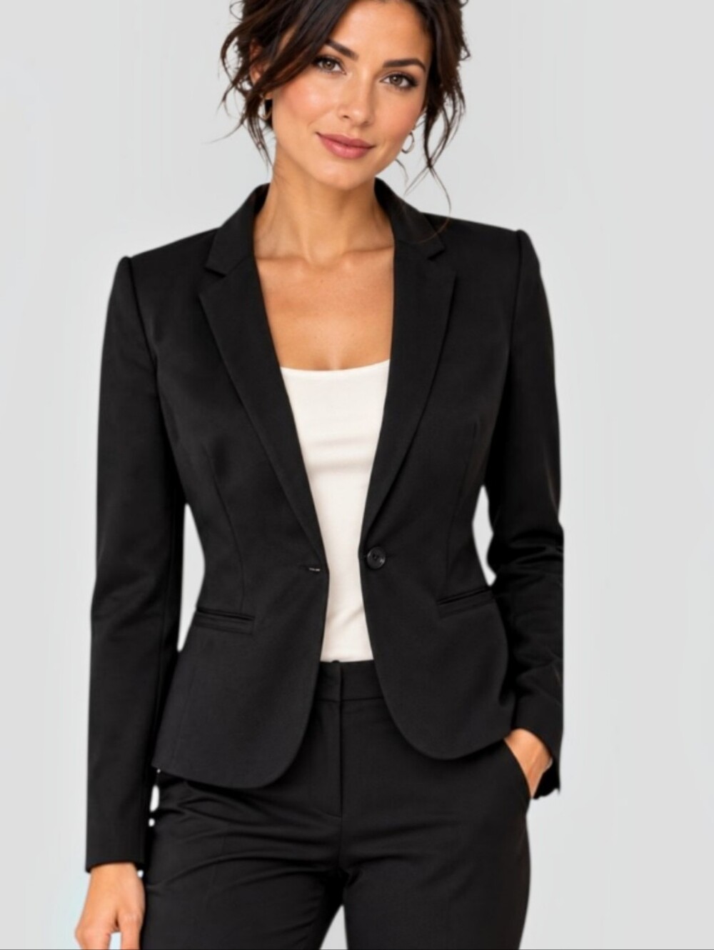 The Limited Tall M Black Single Button Blazer Structured Career Jacket